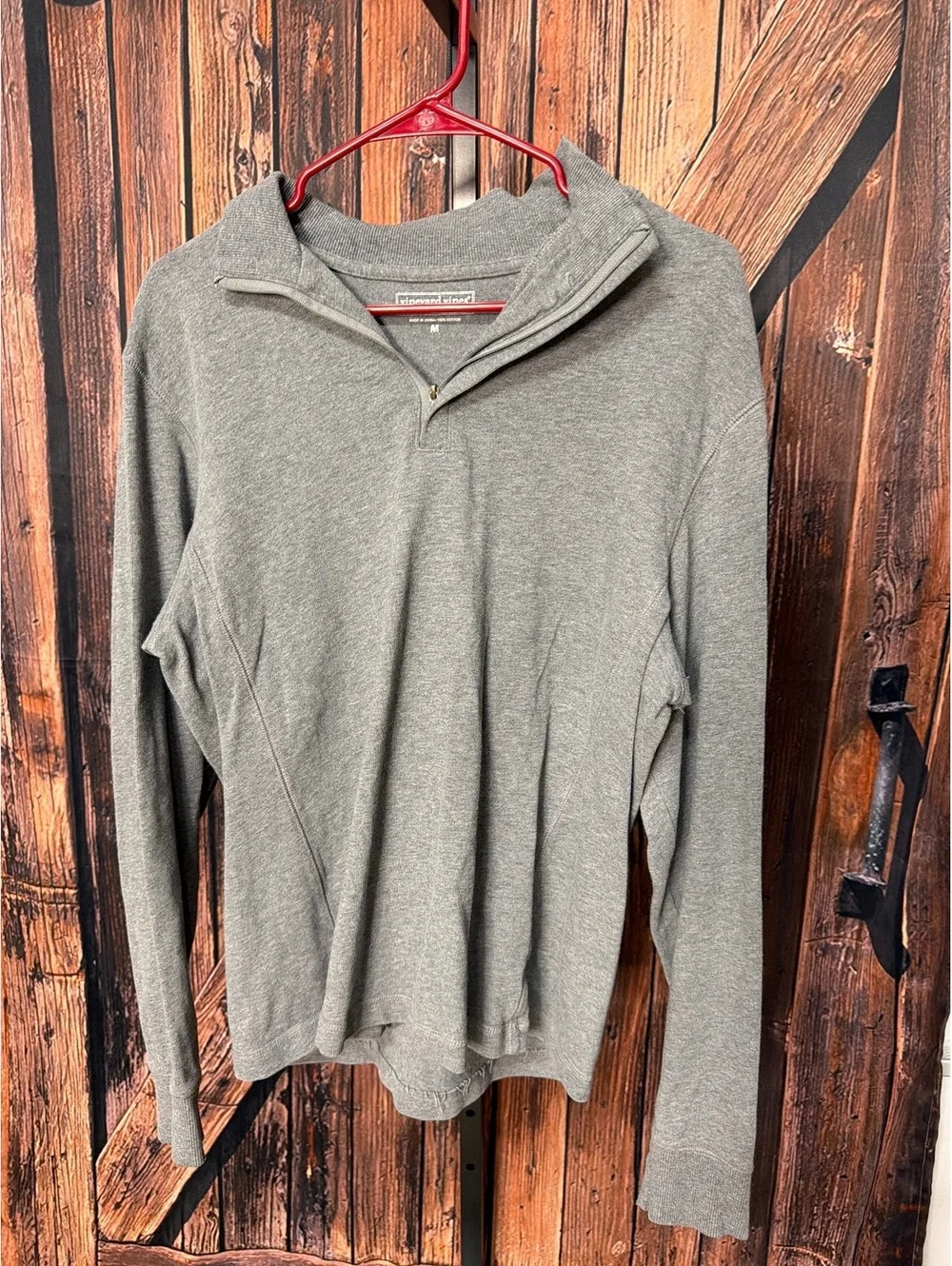 vineyard vines Men's Medium Gray Cotton Quarter-Zip Pullover